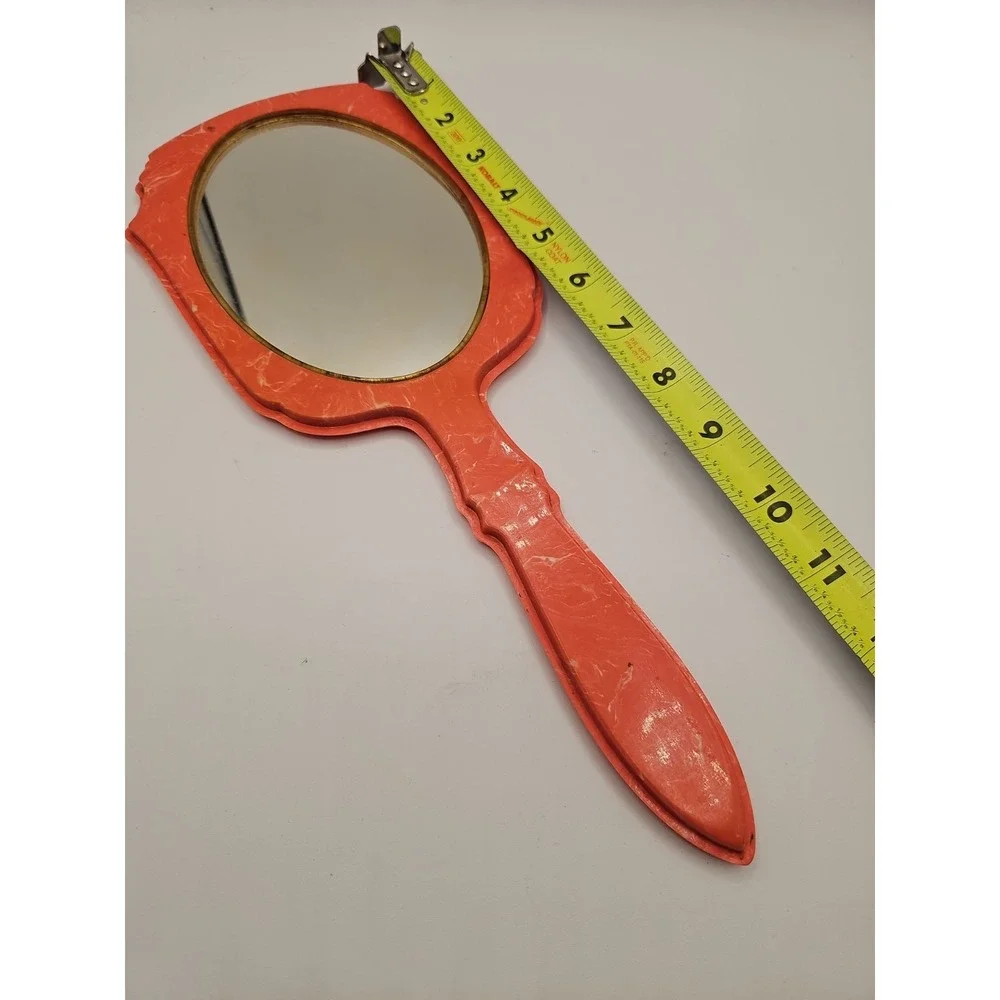 Antique Vintage Art Deco Celluloid Hand Mirror 1950s C1